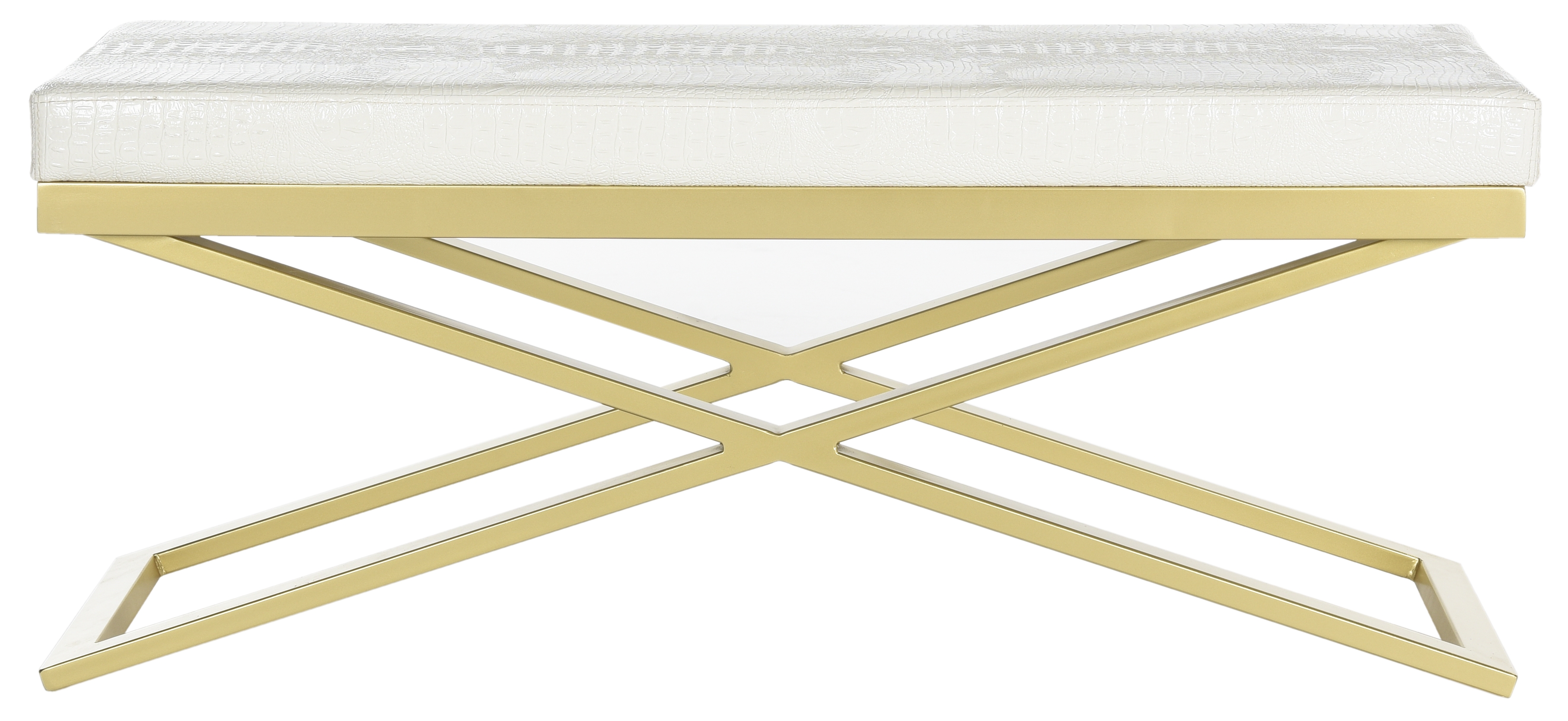 Acra Bench - White Crocodile/Gold - Safavieh - Image 0