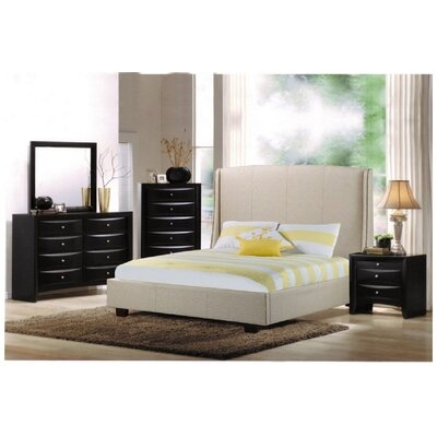 Modern Bed Upholstered Headboard In Khaki Linen-Style Fabric - King 78'' - Image 0