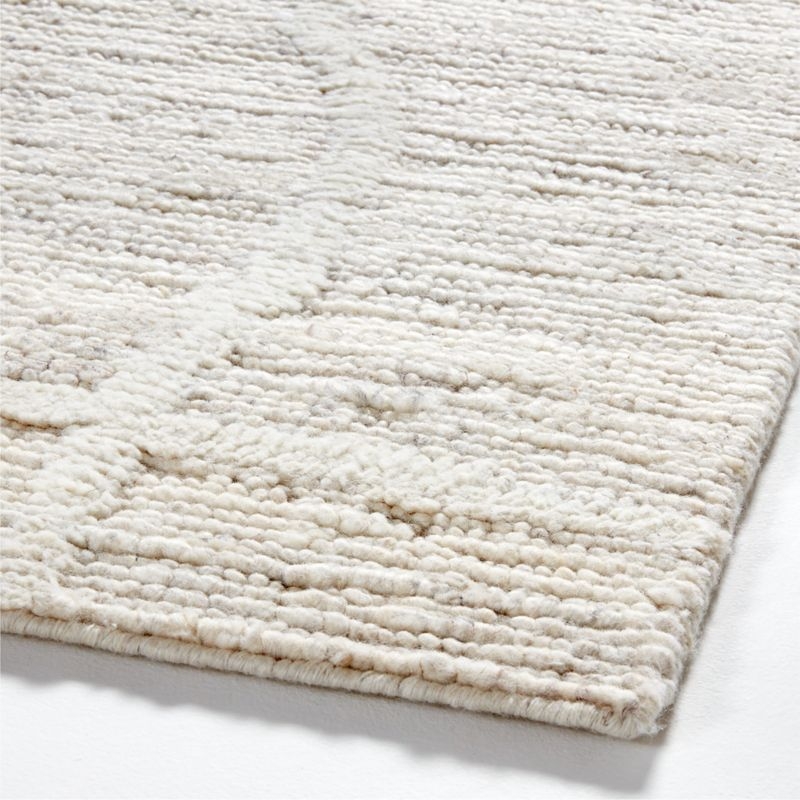 Agen Wool Handwoven Grid Ivory Area Rug 9'x12' - Image 1
