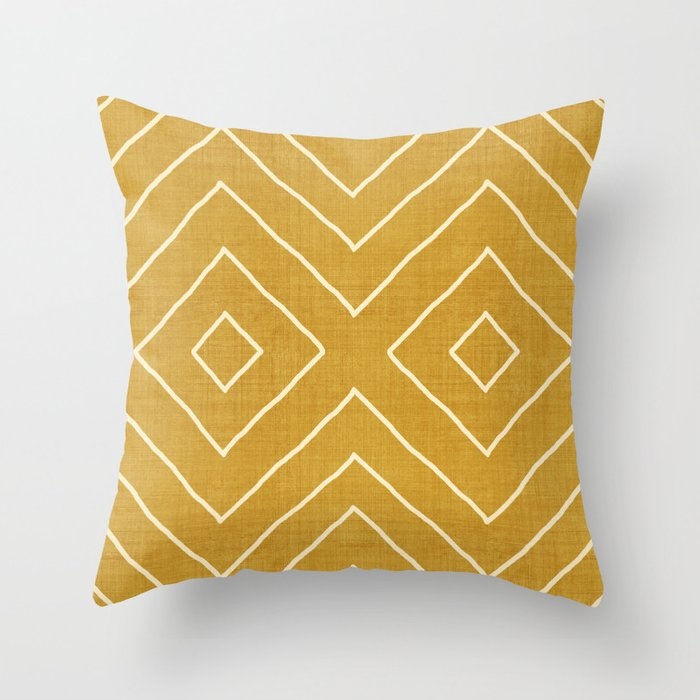 Hook In Gold Throw Pillow by House Of Haha - Cover (16" x 16") With Pillow Insert - Indoor Pillow - Image 0
