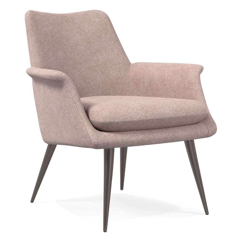 Finley Flare Chair, Poly, Distressed Velvet, Mauve, Burnished Bronze - Image 0
