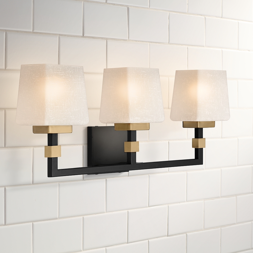 Possini Euro Beauregard 21 3/4" Wide Black and Gold 3-Light Bath Light - Image 0