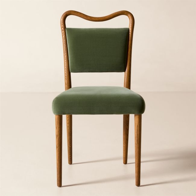 Monte Oak and Sage Green Velvet Dining Chair - Image 0