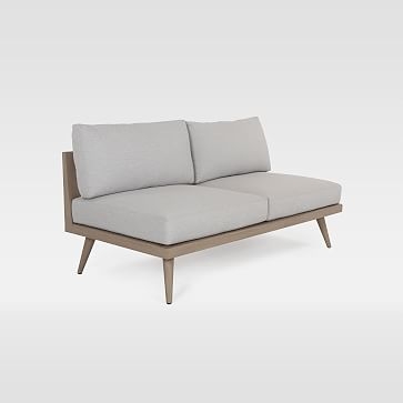 Teak Wood Base Outdoor Sofa, Gray - Image 3