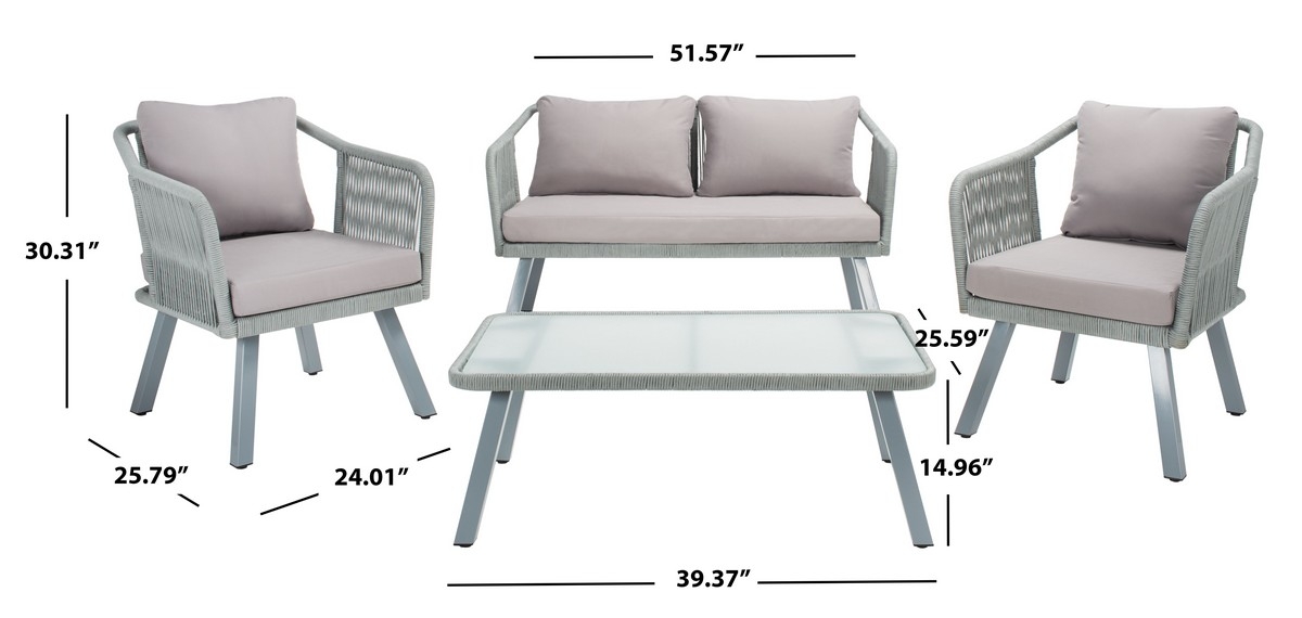 Torsla 4Pc Rope Living Set - Grey / Grey - Safavieh - Image 9