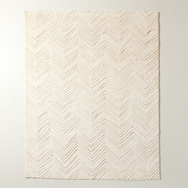 Jace Hand-Knotted Warm White Viscose and Wool Area Rug 10'x14' - Image 0