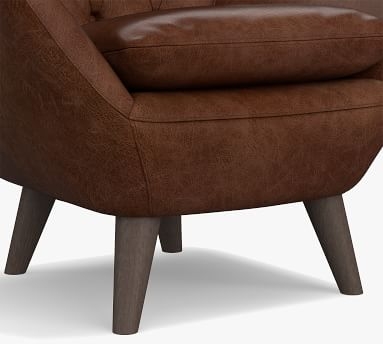 Wells Leather Armchair, Polyester Wrapped Cushions, Statesville Caramel - Image 3