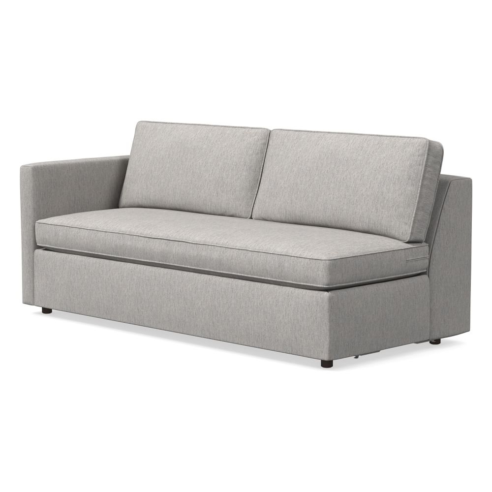 Harris Petite Left Arm 75" Sofa Bench, Poly, Performance Coastal Linen, Storm Gray, Concealed Supports - Image 0