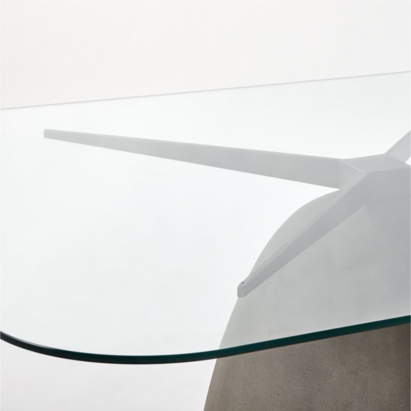 Stone 95" Rectangular Grey Concrete Dining Table with Glass Top - Image 5