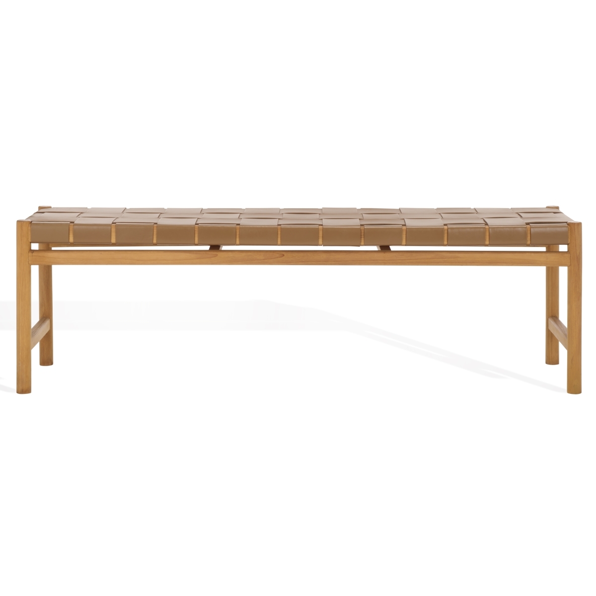 Devnie Woven Leather Bench - Brown/Natural - Image 0