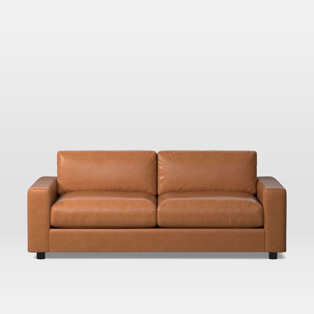 Urban 84" Sleeper Sofa, Poly Fill, Vegan Leather, Saddle - Image 0