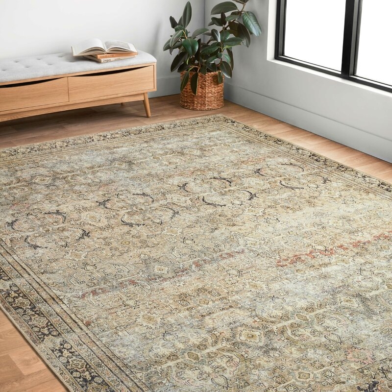 Duda Oriental Area Rug, Olive & Charcoal, 8'6" x 11'6" - Image 5
