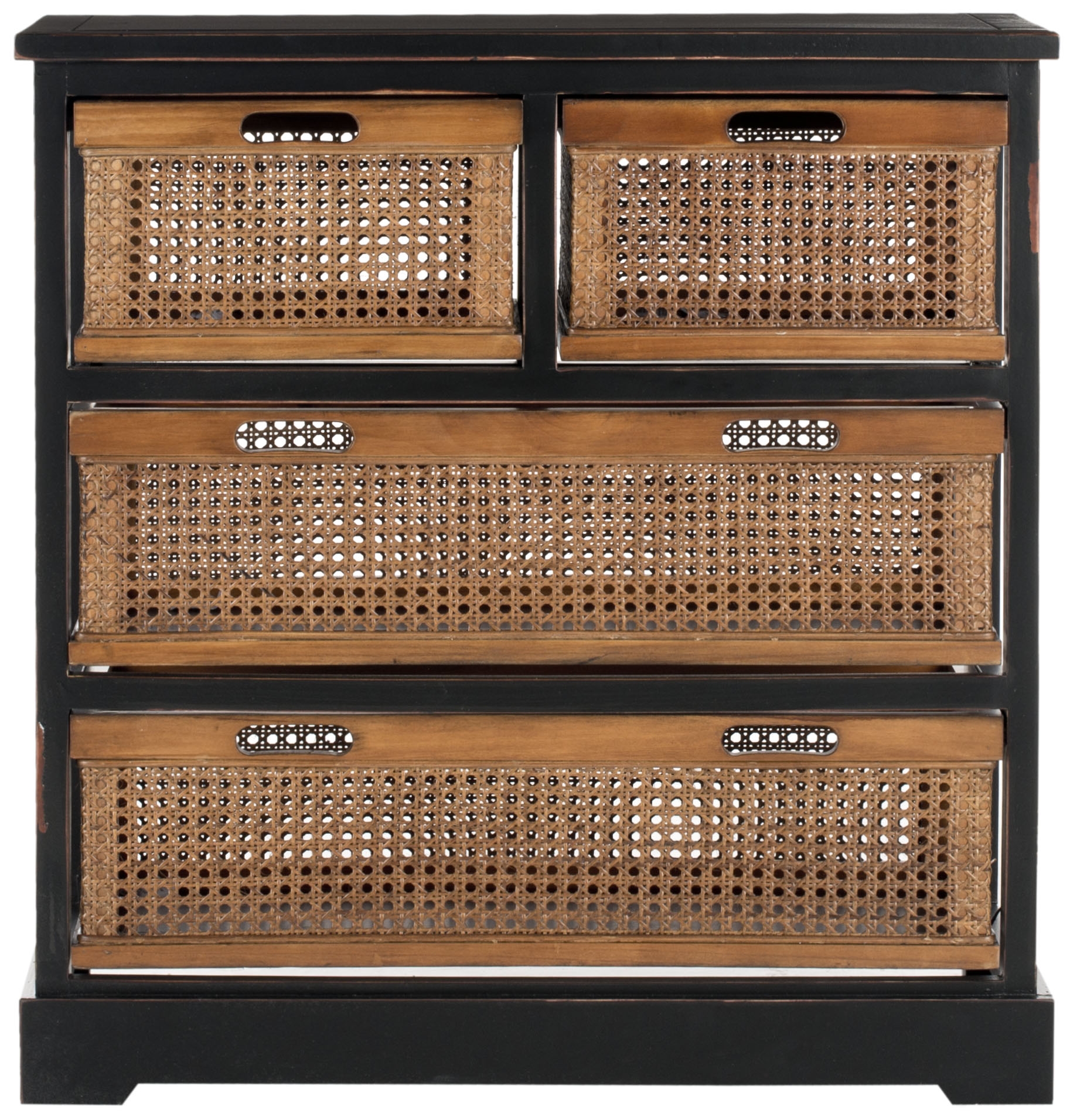 Jackson 4 Drawer Storage Unit - Antique Black/Cane - Safavieh - Image 0