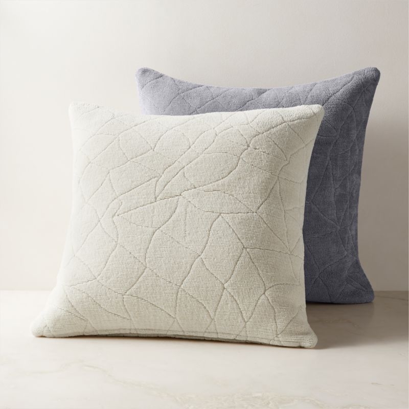 Arman Warm White Cotton Chenille Throw Pillow with Feather-Down Insert 23"x23" - Image 2
