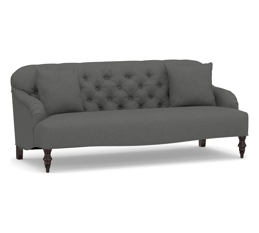 Clara Upholstered Apartment Sofa 75", Polyester Wrapped Cushions, Park Weave Charcoal - Image 0