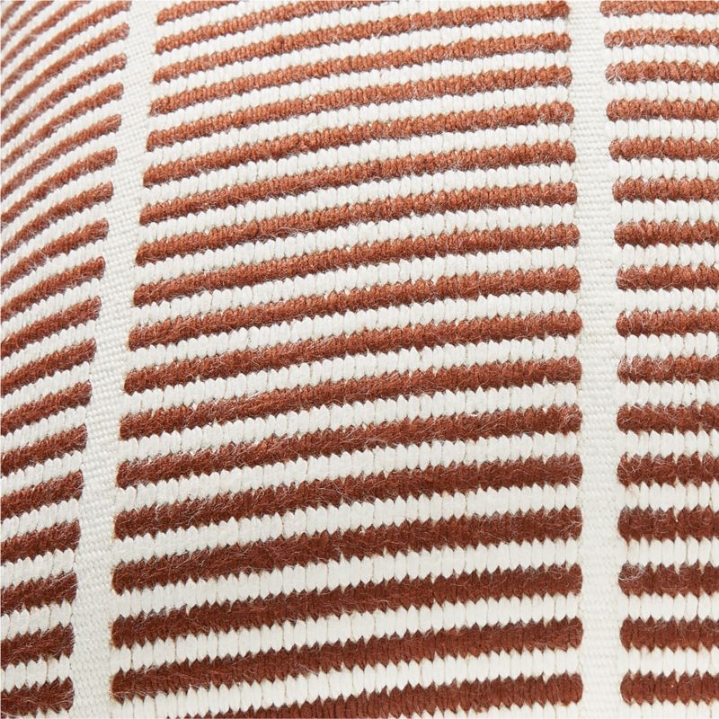 Stria Sienna Brown Woven Silk Throw Pillow with Feather-Down Insert 23"x23" by Ackerman - Image 1