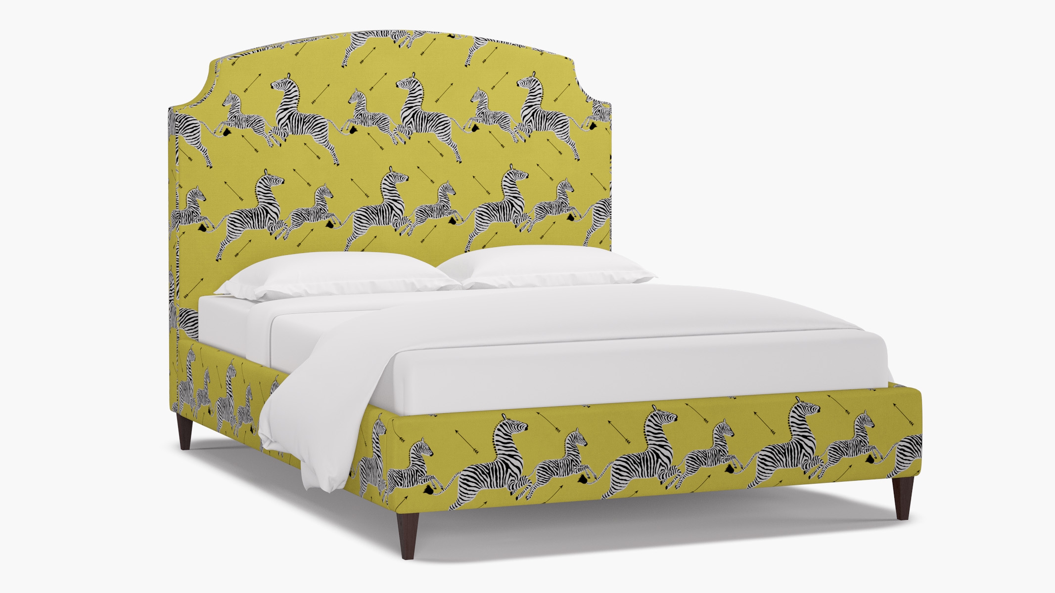 Cove Bed, Yellow Zebra, Espresso Square Tapered Leg, Twin - Image 1