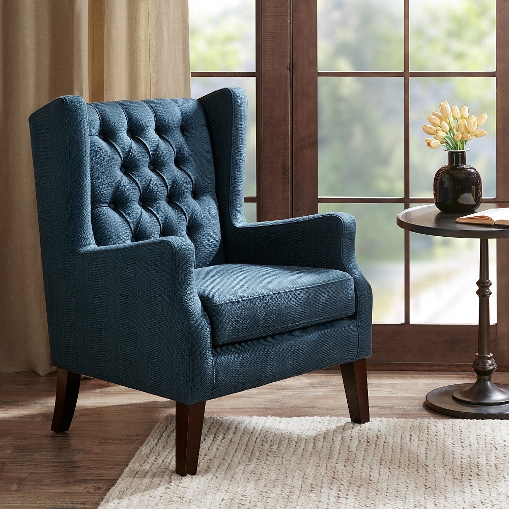 Roan Navy Wingback Button Tufted Accent Chair - Style # 82W87 - Image 0