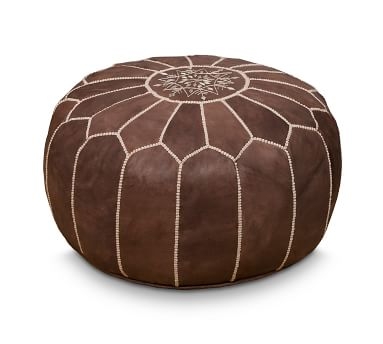 Nadia Moroccan Leather Pouf, Musk - Image 2