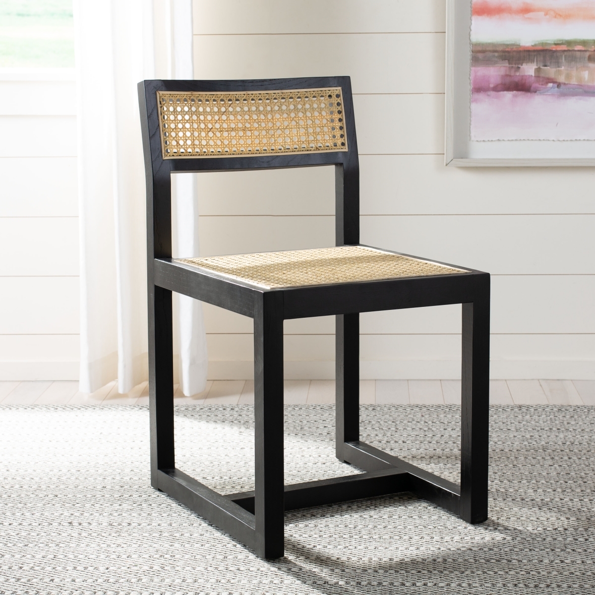 Bernice Cane Dining Chair - Black / Natural - Safavieh - Image 1