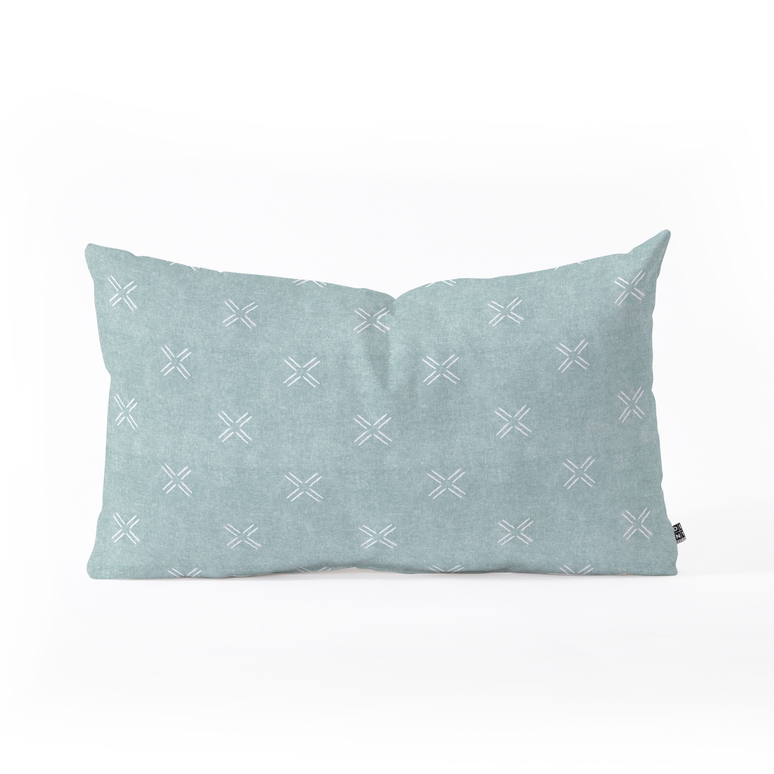 Mud Cloth Cross Dusty Blue by Little Arrow Design Co - Oblong Throw Pillow 26" x 16" - Image 0