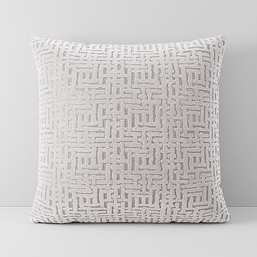 Allover Crosshatch Jacquard Velvet Pillow Cover, 16"x16", Stone White - Image 0