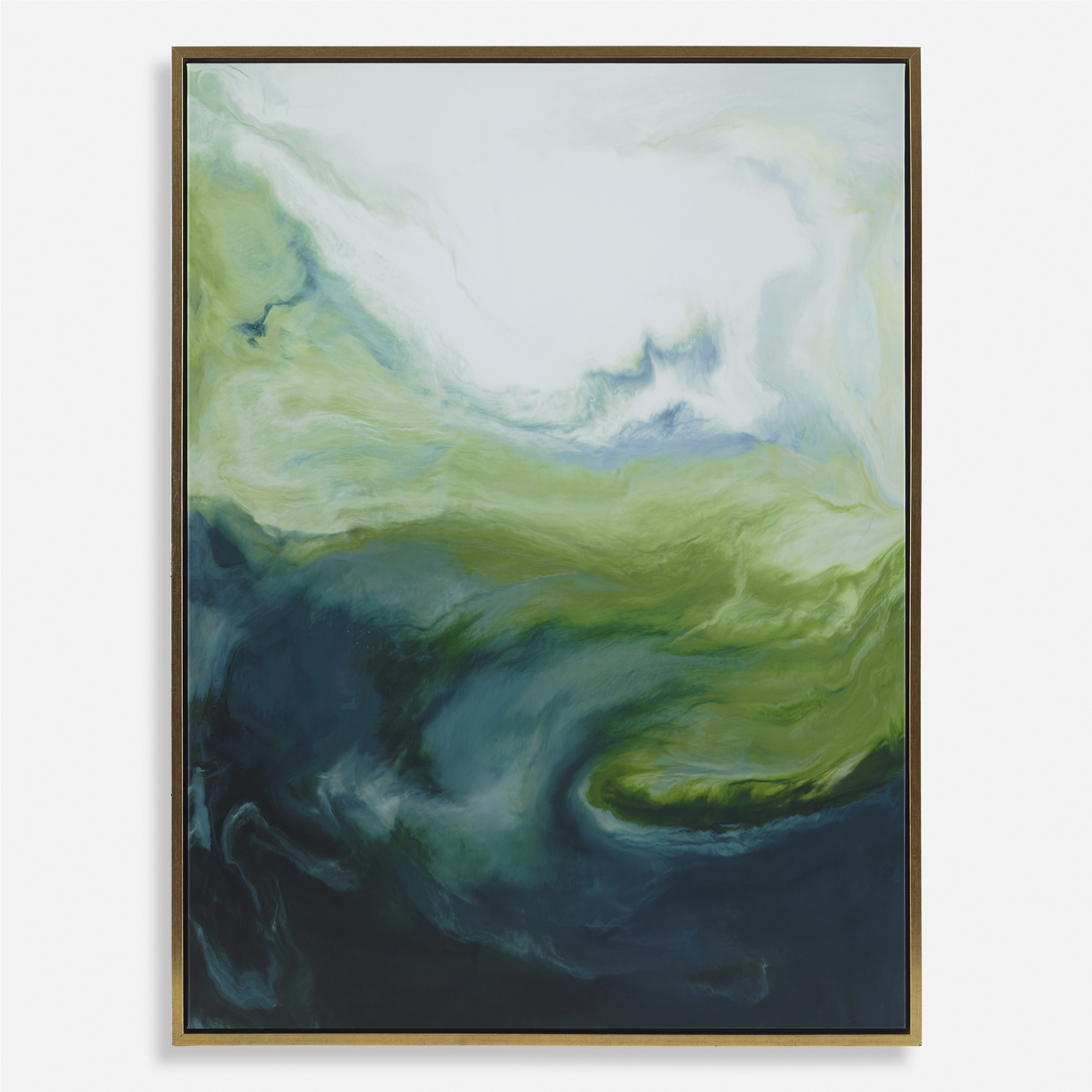 Serene Green Framed Abstract Art - Image 0