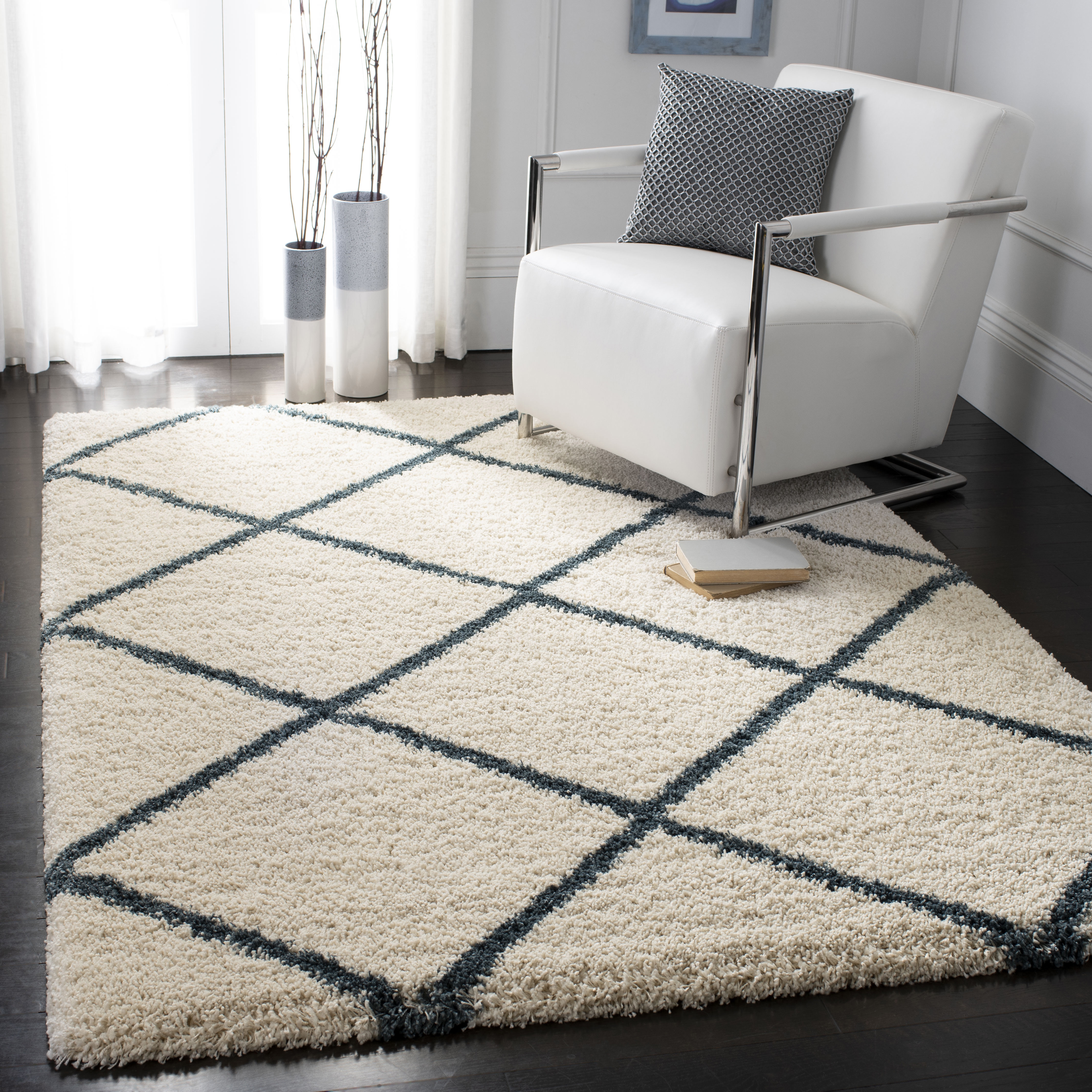 Arlo Home Woven Area Rug, SGH281T, Ivory/Slate Blue,  9' X 12' - Image 1