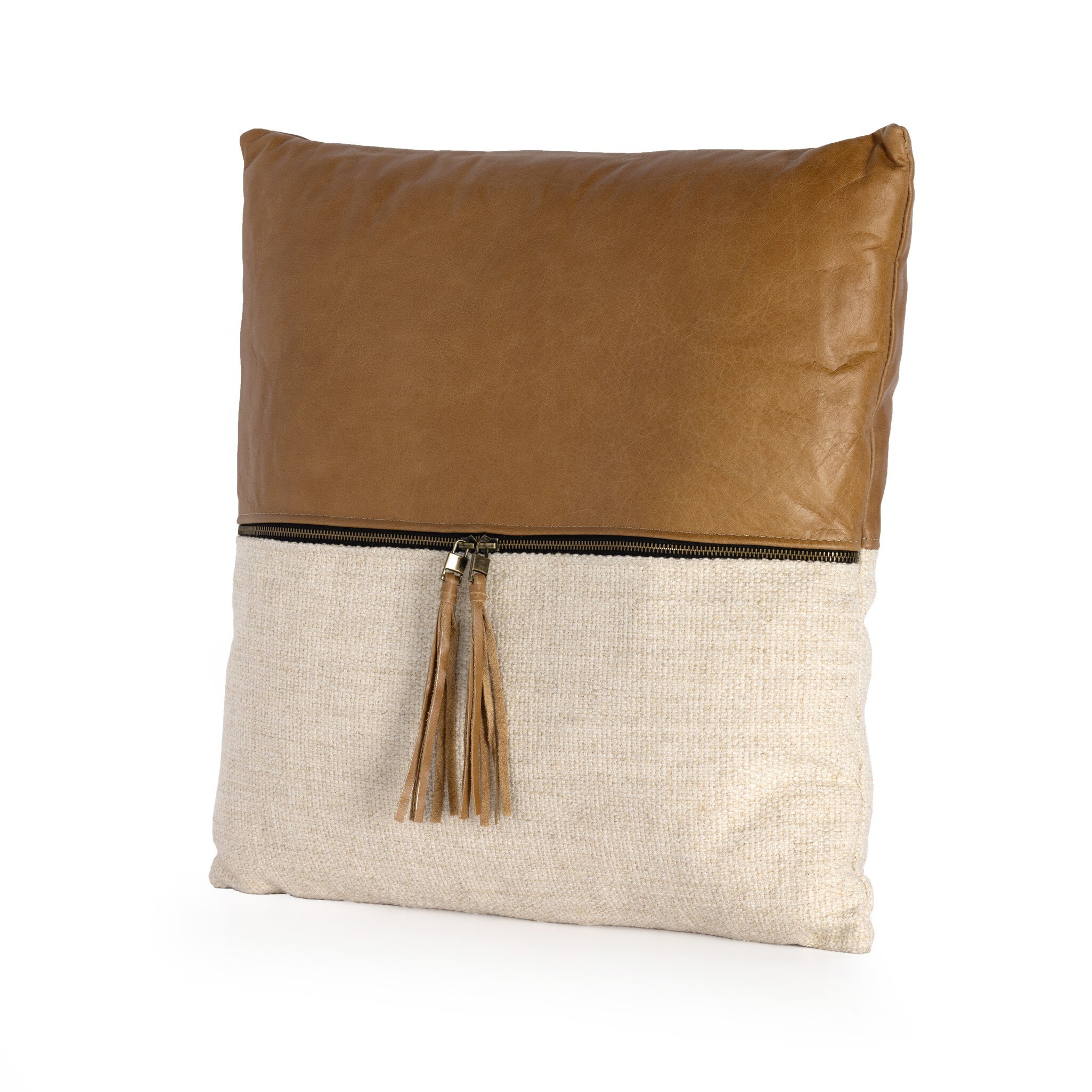 Leather and Linen Pillow - Sonoma Butterscotch - Image 0