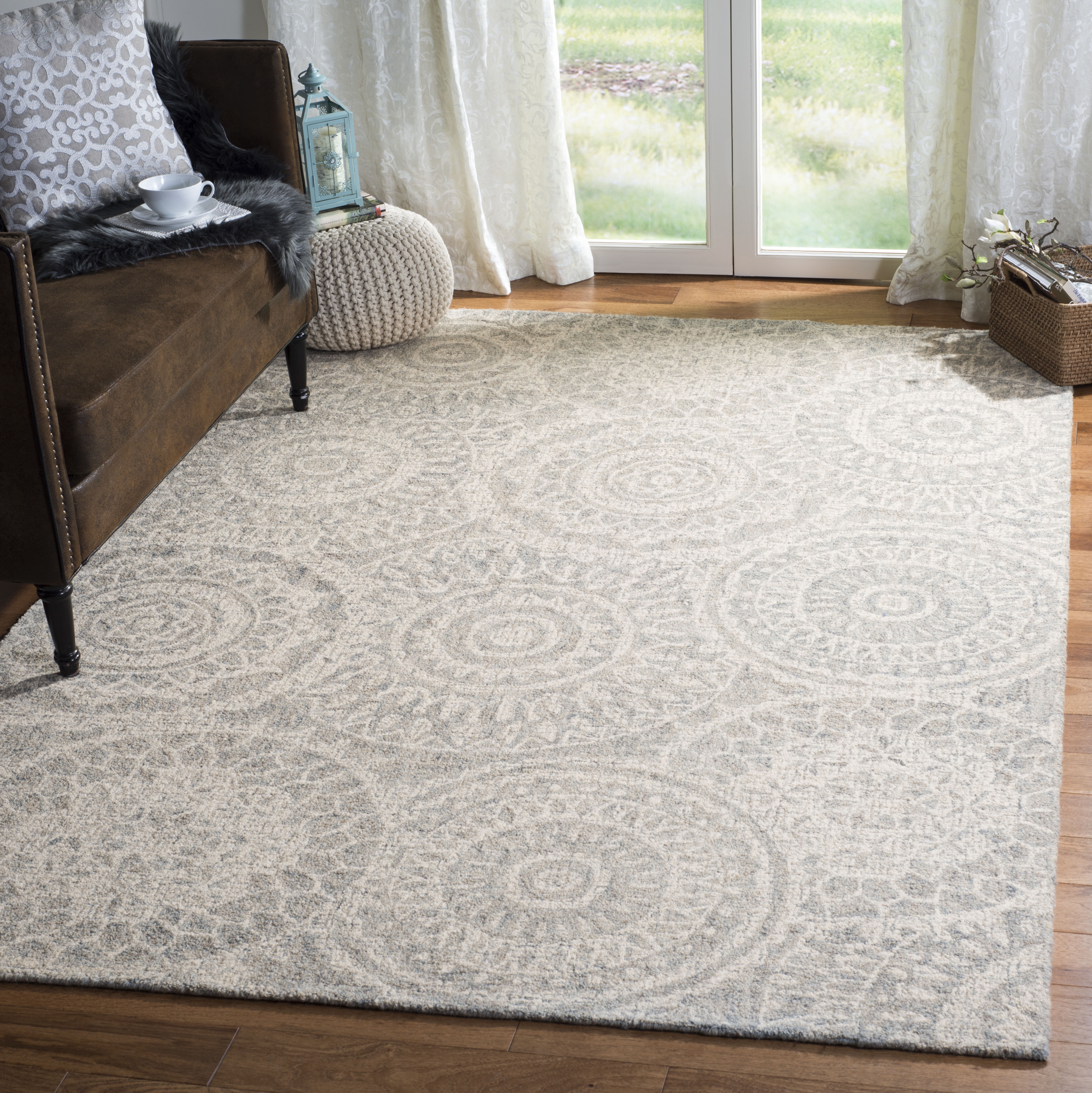 Arlo Home Hand Tufted Area Rug, ABT205B, Ivory/Grey,  8' X 10' - Image 1