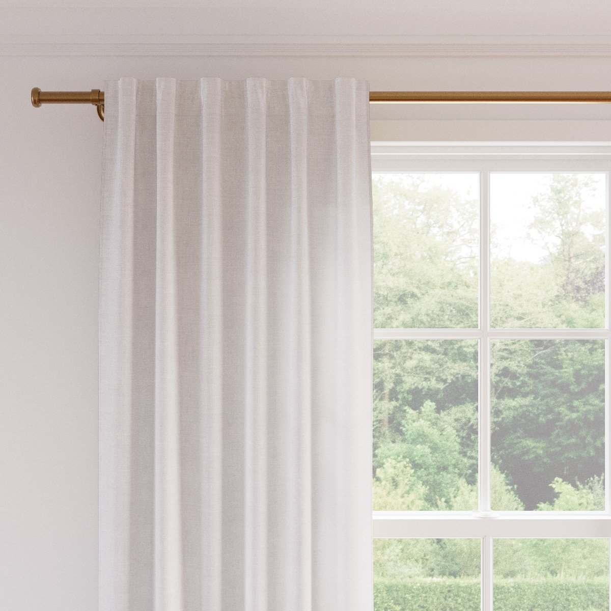 Linen Curtain, Optic White Linen, 50" x 84", Unlined - Image 1