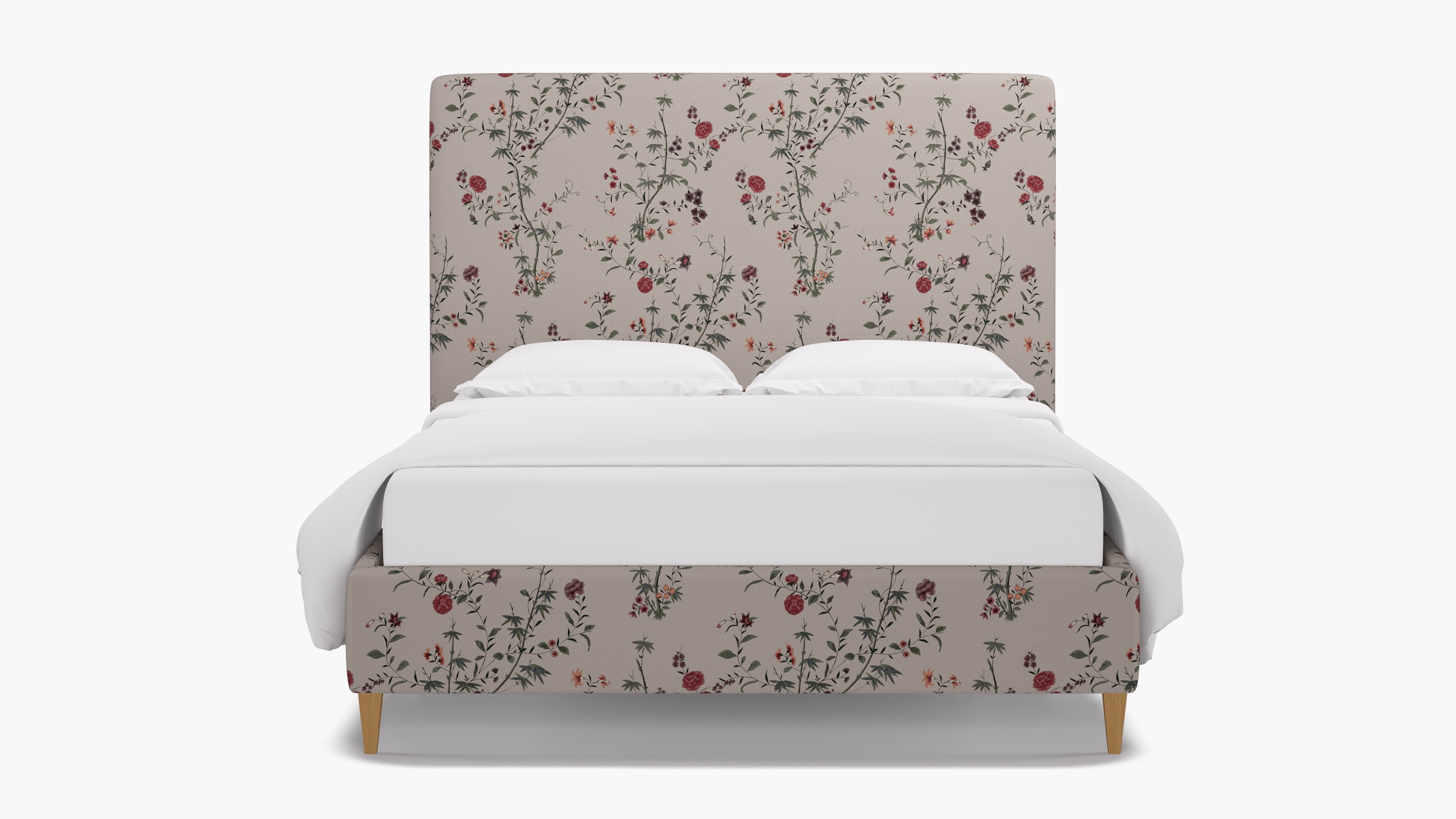 Classic Bed, Multi Bamboo Garden, Natural Square Tapered Leg, Queen - Image 0