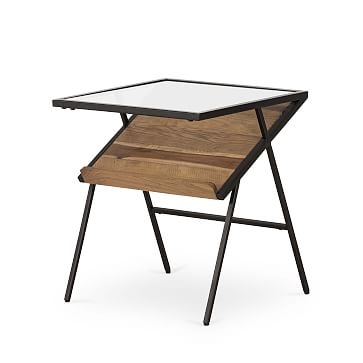 Mixed Wood & Glass Side Table - Image 1
