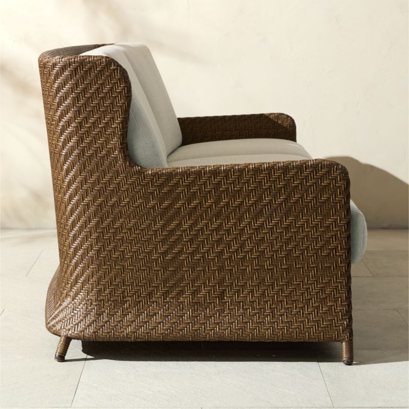 Astoria All-Weather Rattan Outdoor Sofa with Warm White Sunbrella® Cushions - Image 2