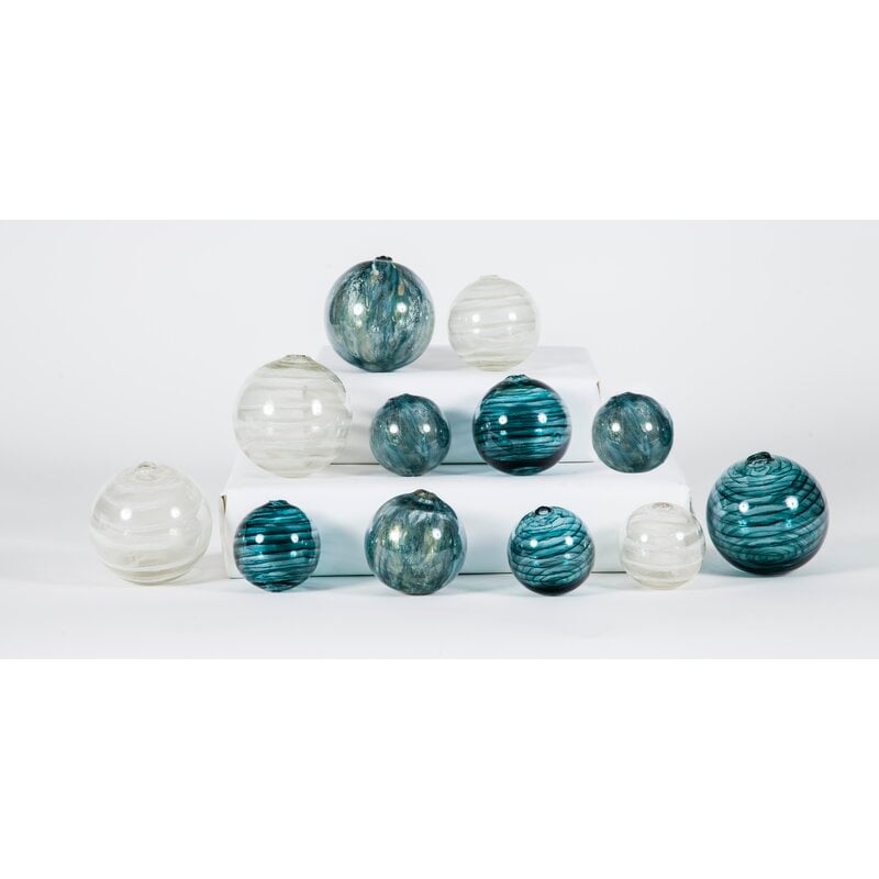 Prima Design Source 12 Piece Hand Blown Glass Decorative Spheres Sculpture Set - Image 0