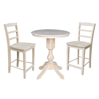 Altan 3 - Piece Rubberwood Solid Wood Dining Set - Image 0