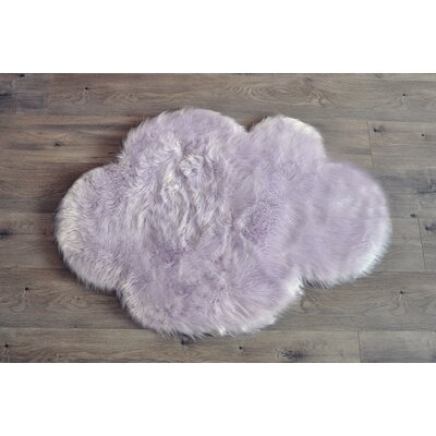 Demetra Faux Sheepskin Lavender/White Area Rug - Image 0