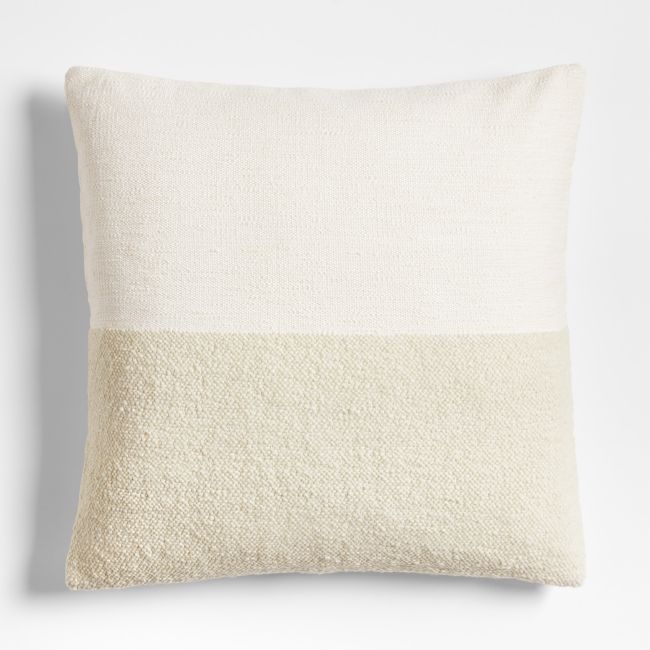 Biella Wool-Cotton Blend Textured 23x23 Arctic Ivory Throw Pillow with Down-Alternative Insert - Image 0