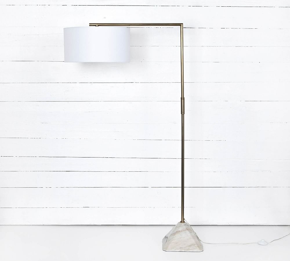 Joelle Marble Floor Lamp, Patina Brass &amp; White - Image 0