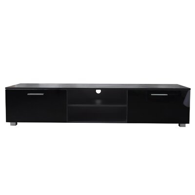 Media Console Entertainment Center Television Table,Black TV Stand For 70 Inch TV Stands, 2 Storage Cabinet With Open Shelves For Living Room Bedroom - Image 0