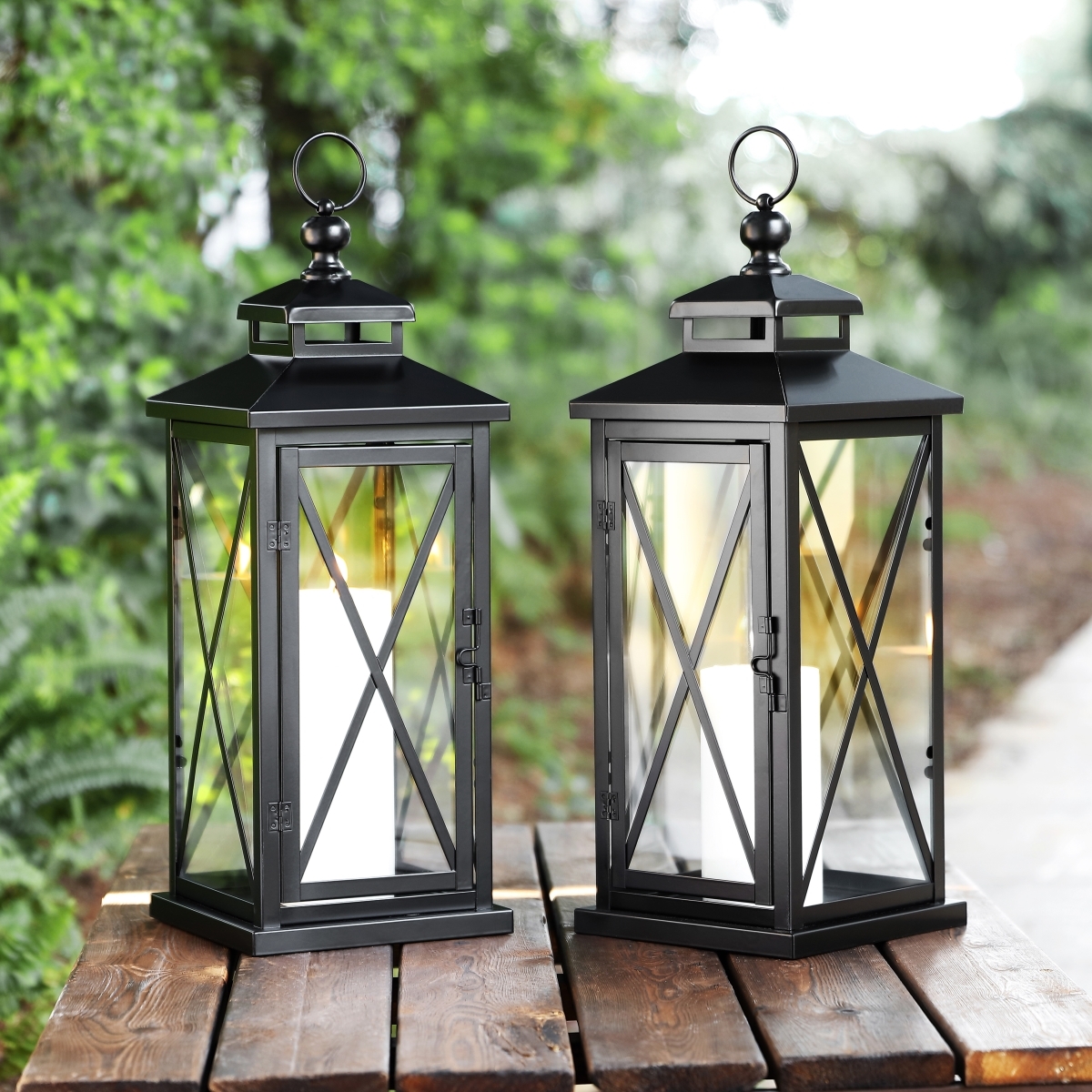 Lirio 20.5" Outdoor Lantern - Black - Safavieh - Image 2
