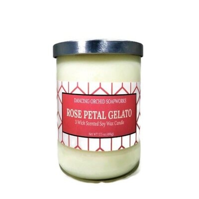 Soy Wax Rose Petal Gelato Scented Jar Candle - Image 0