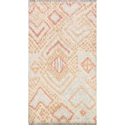 One-of-a-Kind Hand-Knotted New Age Moroccan Beige 4'0" x 6'3" Wool Area Rug - Image 0
