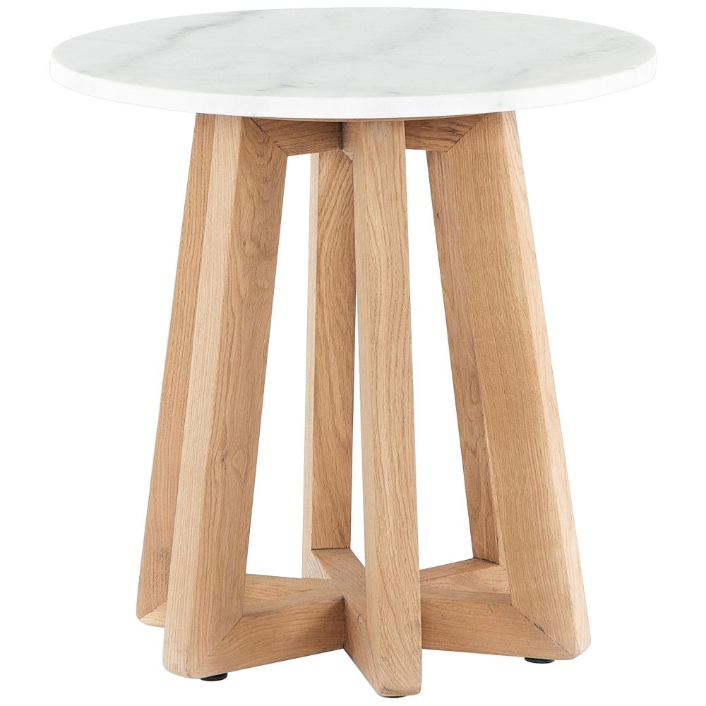 Creston 22" Wide Honey Oak and Marble End Table - Style # 97R85 - Image 0