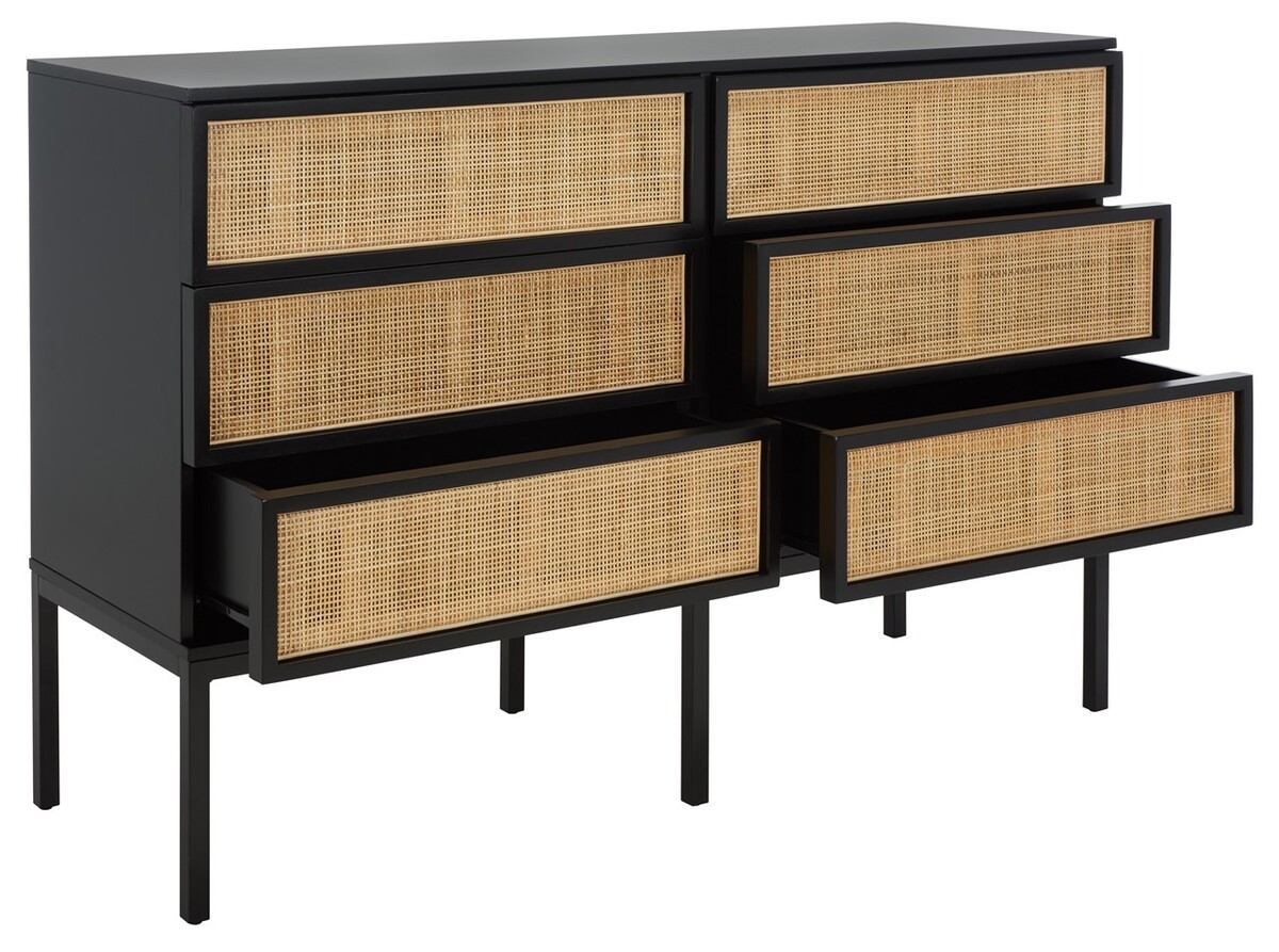 Zadie Rattan Dresser - Black - Safavieh - Image 5