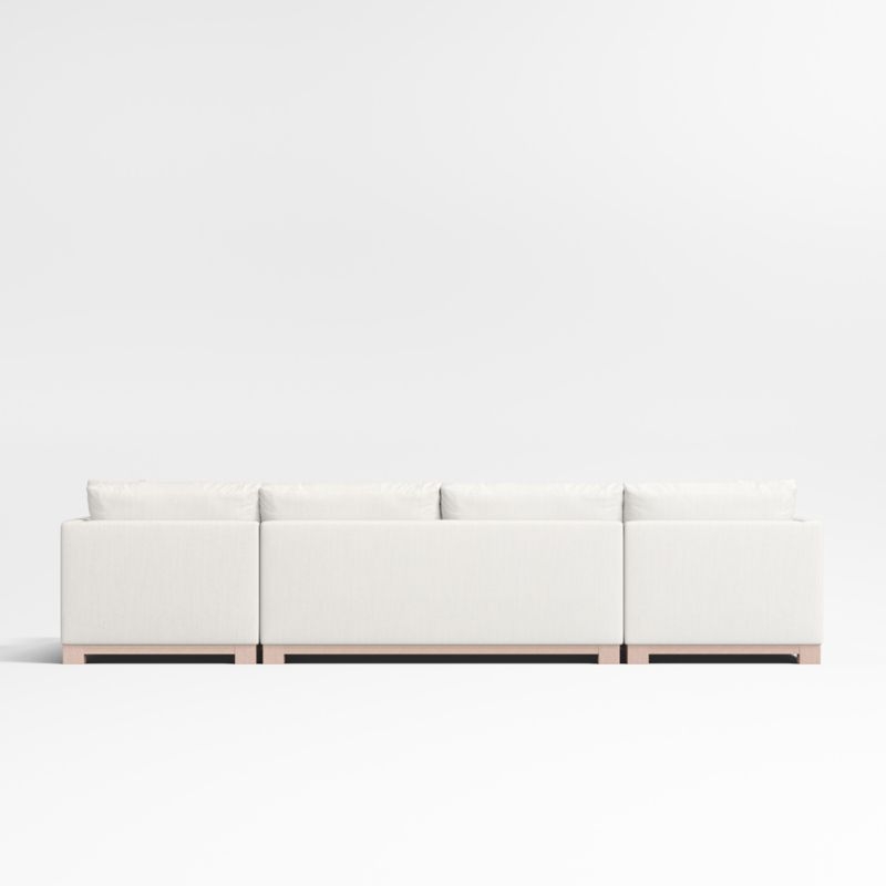Gather Deep Wood Base 3-Piece U-Shaped Bench Sectional Sofa with Double Chaise Lounge - Image 10