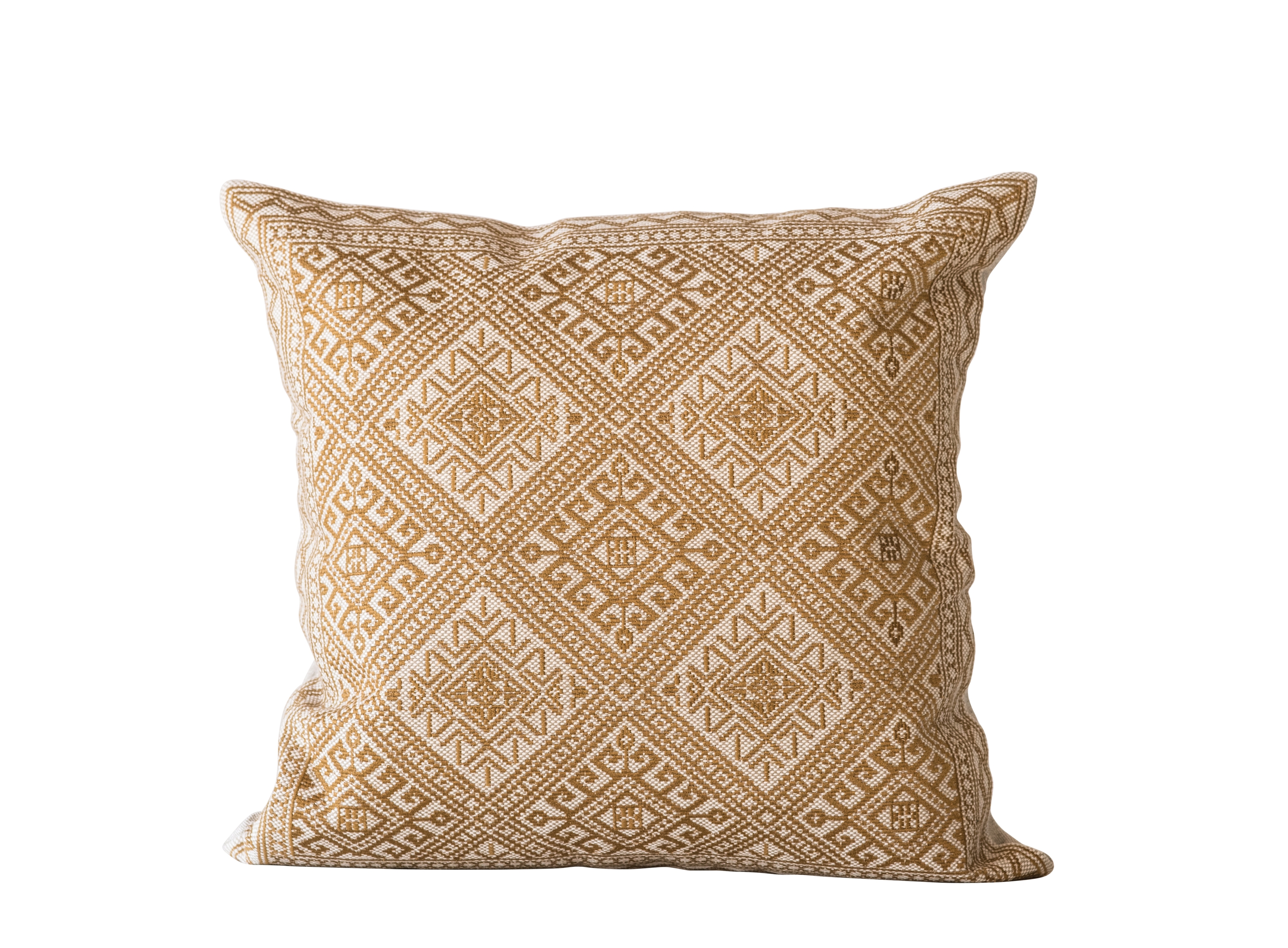 Goldenrod Square Cotton Embroidered Pillow - Image 0