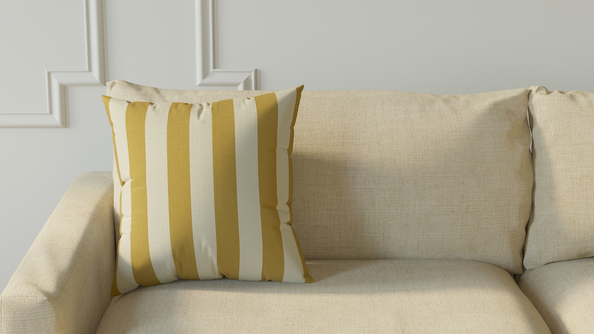 Throw Pillow 18", Citrine Cabana Stripe, 18" x 18" - Image 2