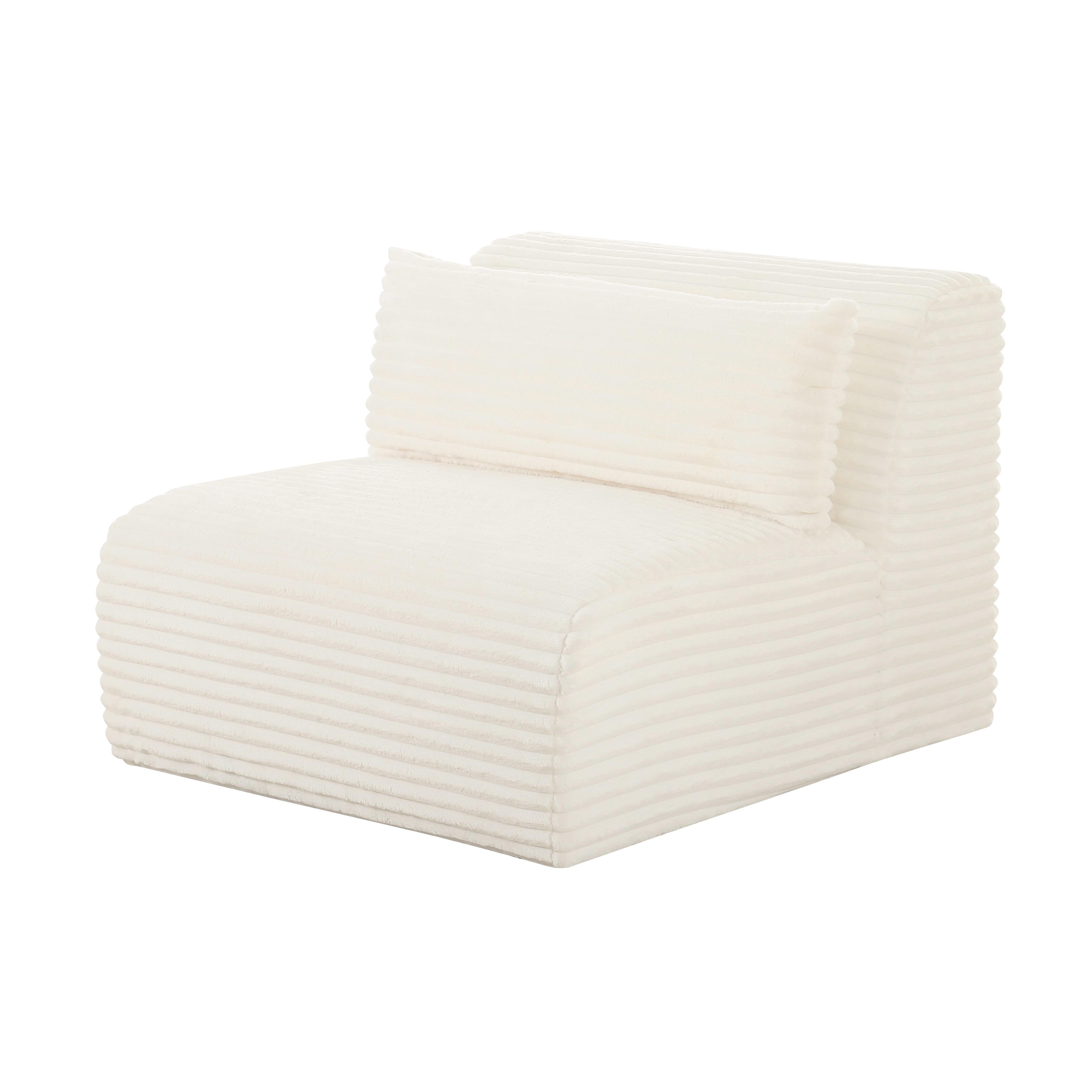 Tarra Fluffy Oversized Cream Corduroy Modular Armless Chair - Image 0