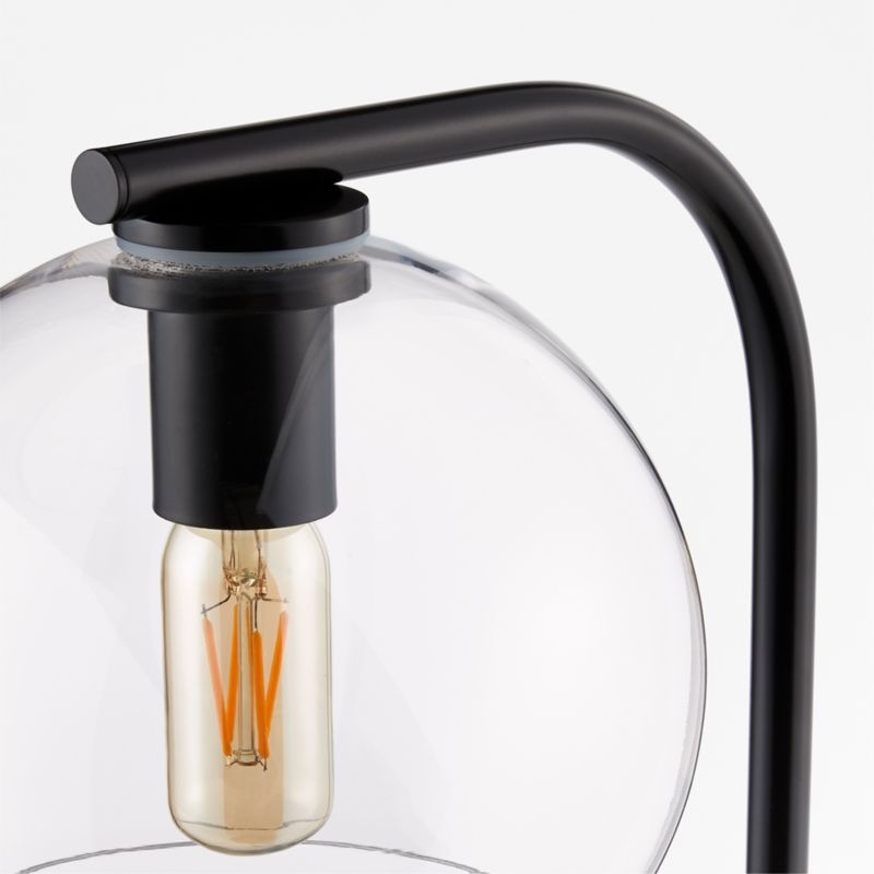 Arren Black Floor Lamp with Clear Round Shade 56" - Image 1